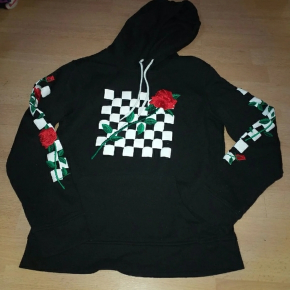 checkered rose hoodie